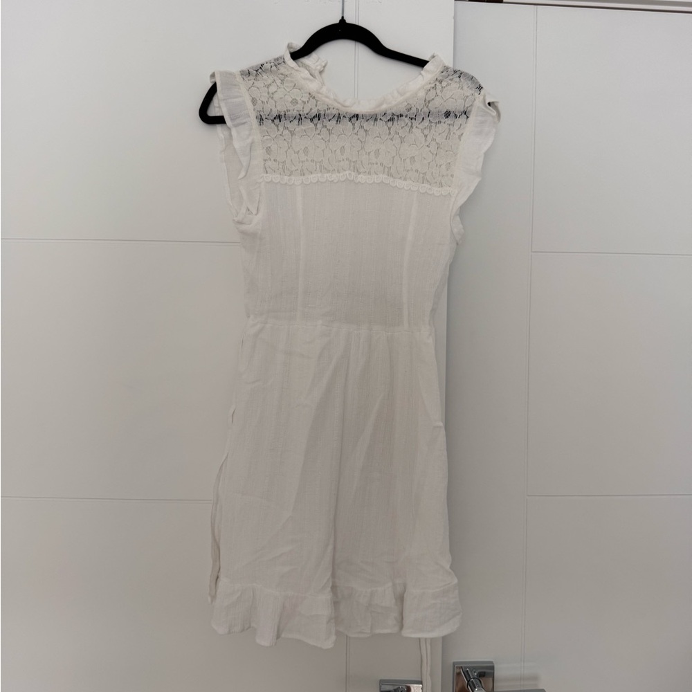 Purple Snow Cream Lace Yoke Ruffle Dress